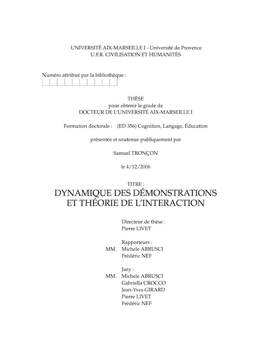 Dynamique des démonstrations et théorie de l'interaction